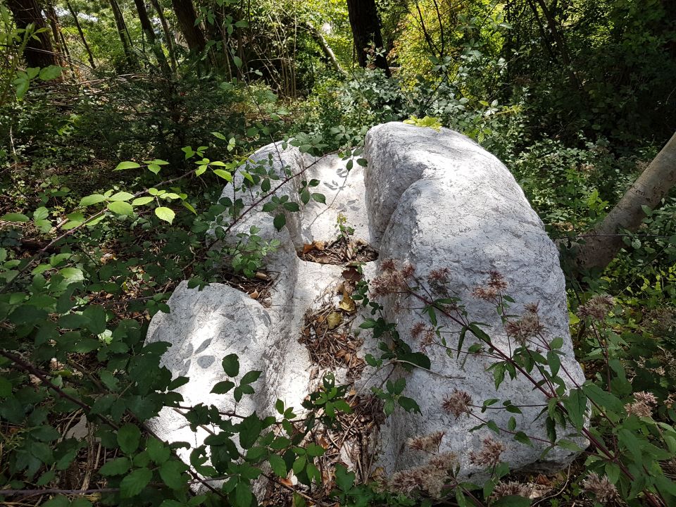 Ciago2018 pietra incavata sotto ex mulino Cattoni particolare diRM
